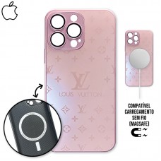 Capa iPhone 13 Pro - Vidro Fosco Magsafe LV Chanel Pink